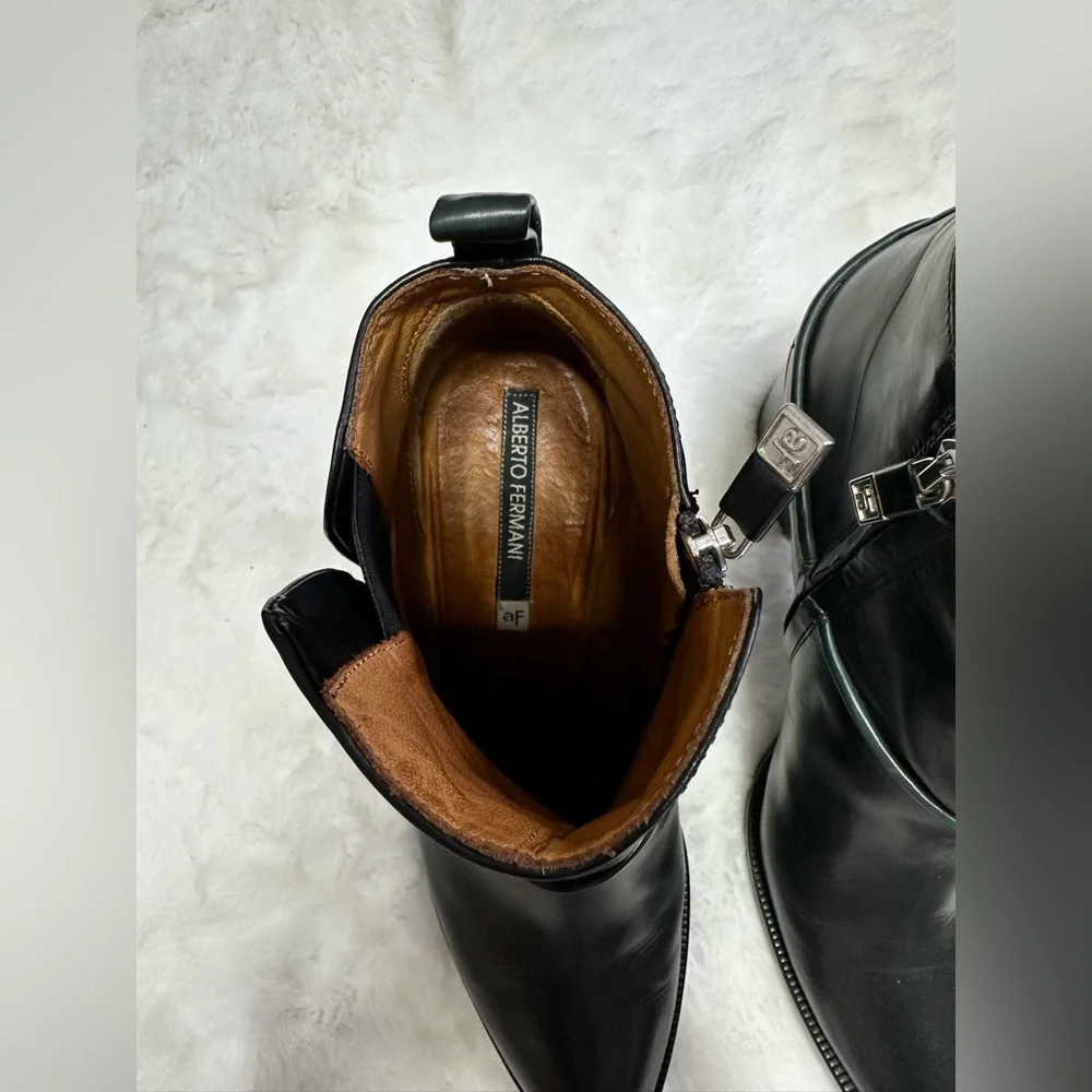 Alberto Fermani Black Leather Ankle Boots